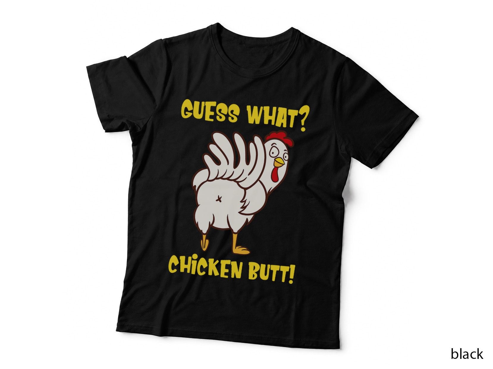 Funny Guess What Chicken Butt! Farm Chicken Art Sketch Joke T-Shirt
