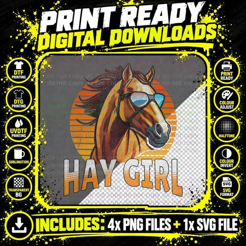 Funny Horse Pun Joke Saying Hay Girl Farm Animal Lovers Png SVG Digital Bundle