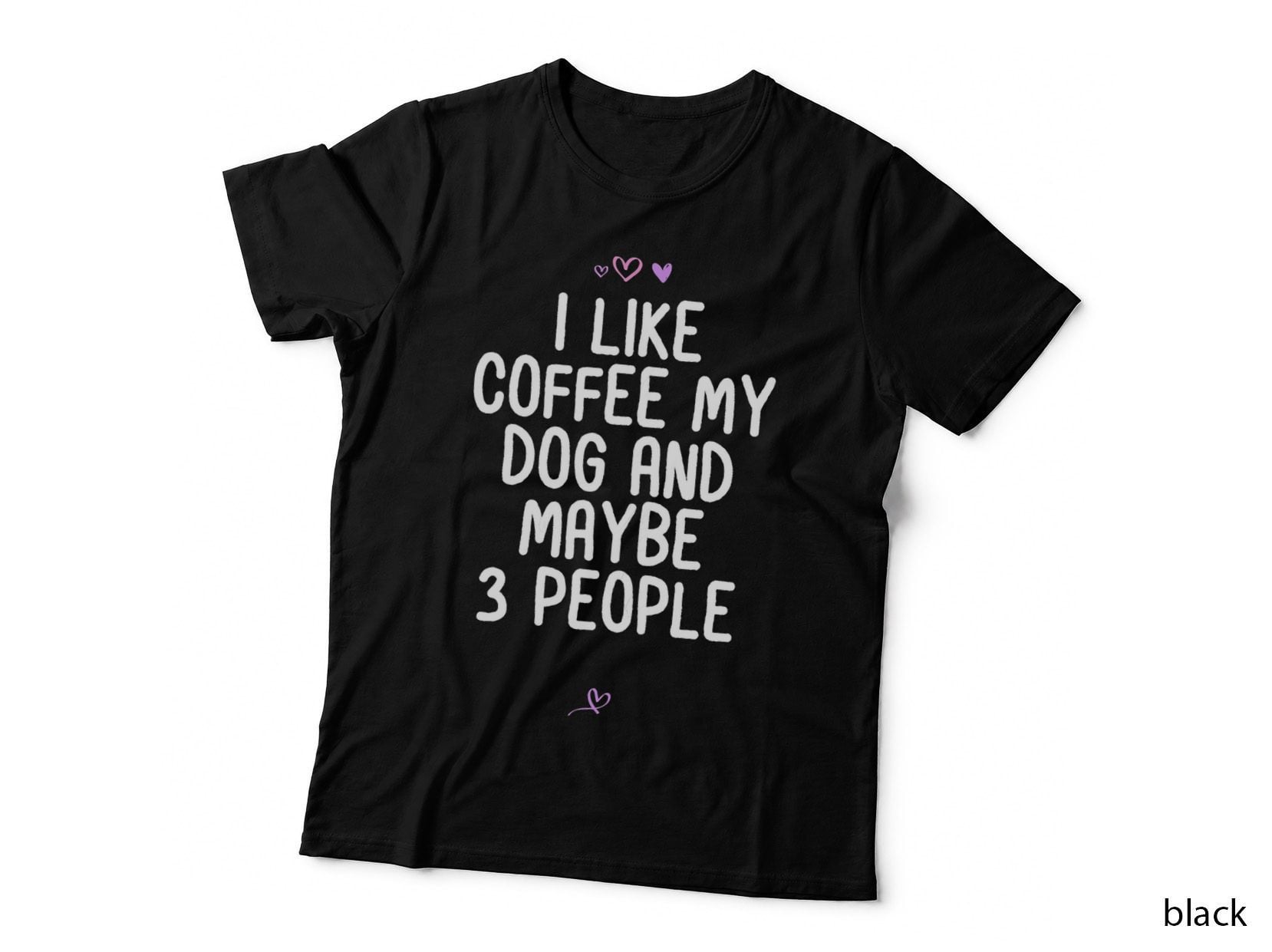 Funny I Like Coffee My Dog and Maybe 3 People Gift Idea Joke T-Shirt