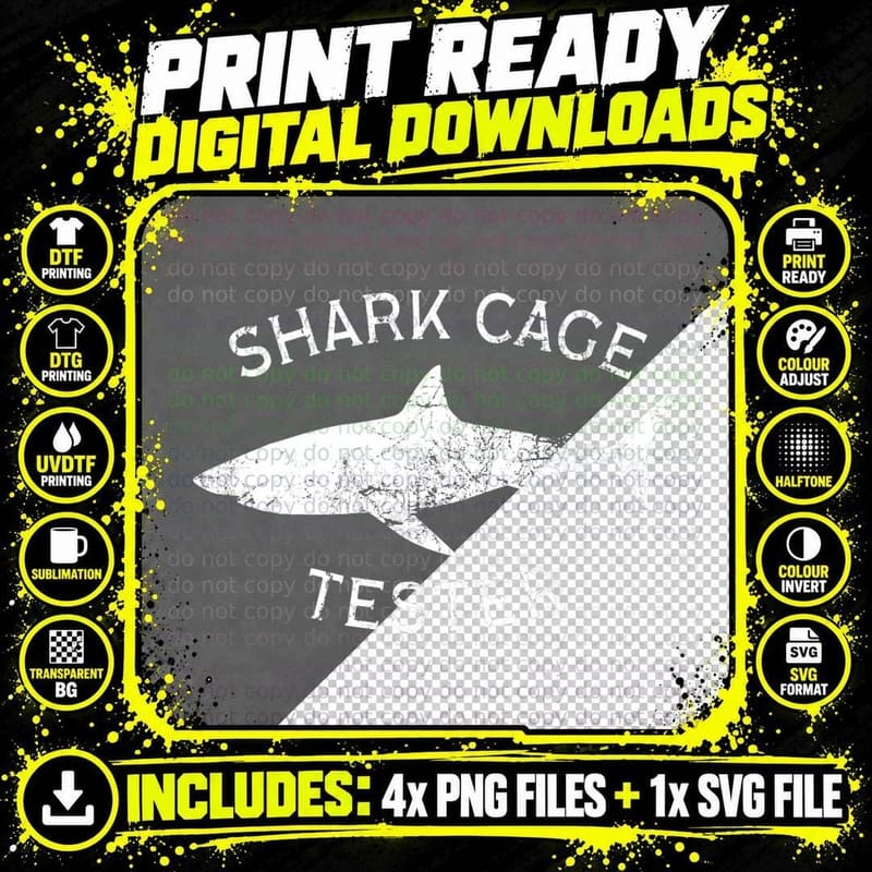 Funny Leg Amputee Shark Cage Tester Joke T-Shirt Png SVG Digital Bundle