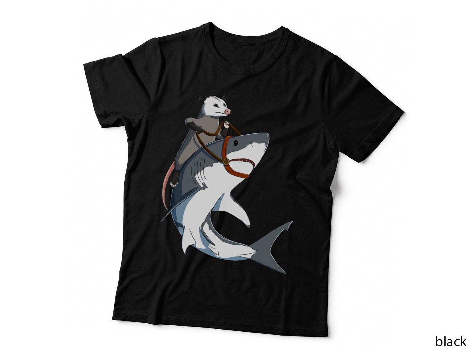 Funny Opossum Riding Shark T-Shirt