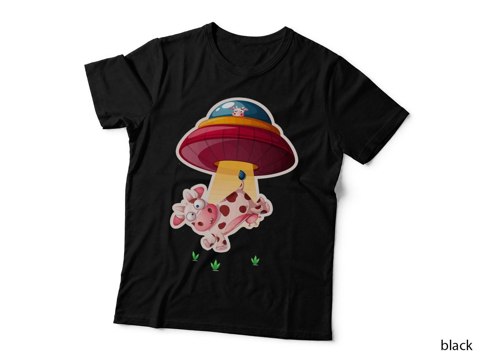 Funny Roswell Area 51 Mens Cow Shirt Alien Abduction T-Shirt