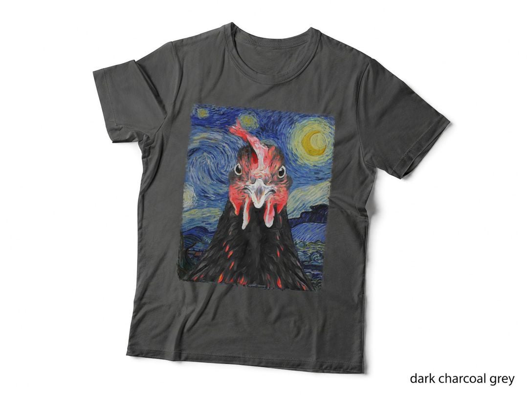 Funny Van Gogh Starry Night Chicken Painting T-Shirt