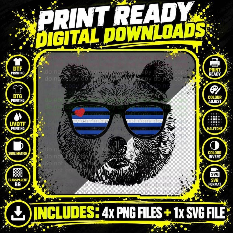 Gay Bear Leather Pride Flag Colors Distressed Png SVG Digital Bundle