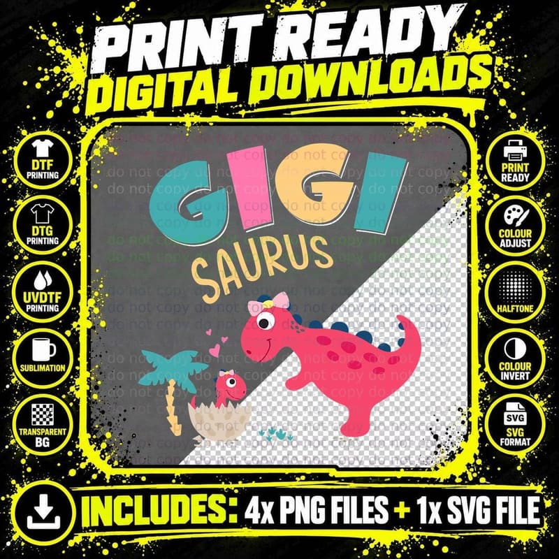 Gigisaurus T-Rex Dinosaur Shirt Dinosaur Lover T-Shirt Png SVG Digital Bundle