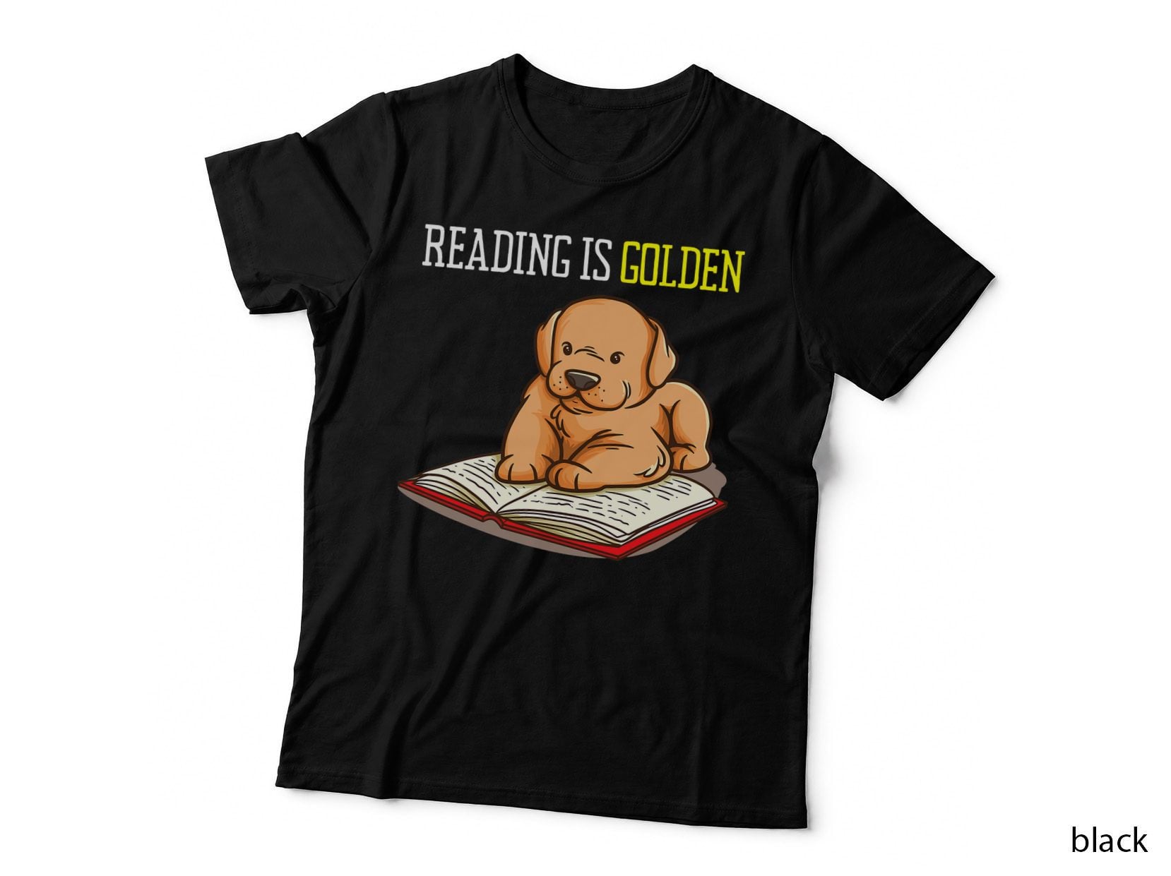 Golden Retriever Book Reading Gift Bookworm Teachers Dog T-Shirt