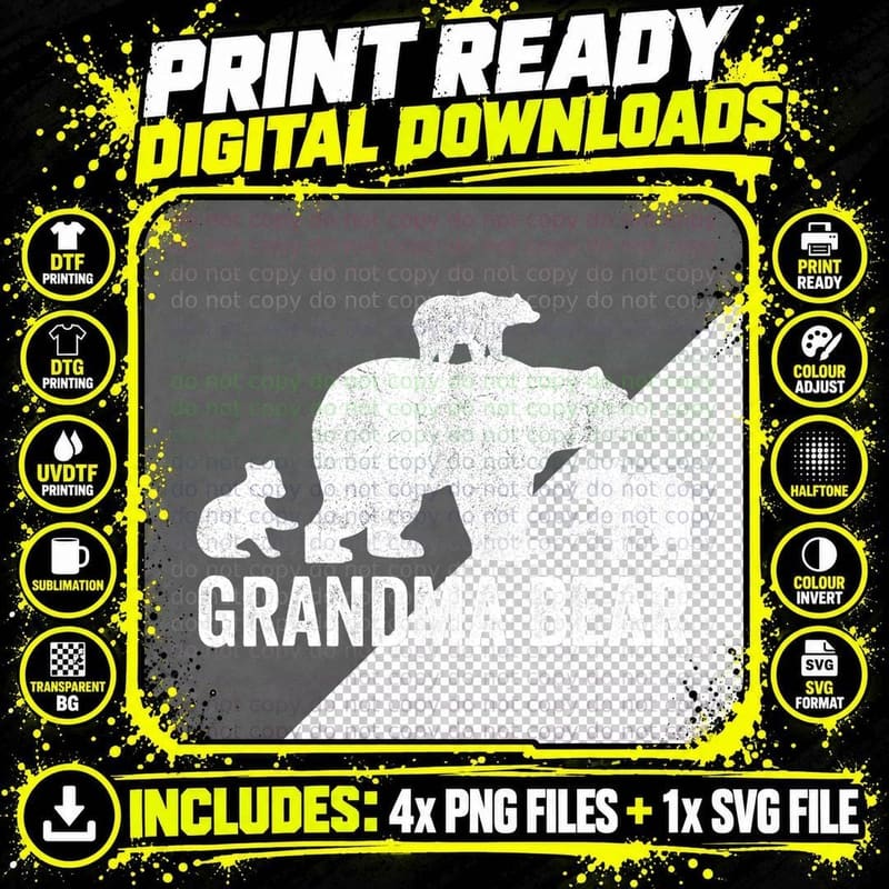 Grandma Bear Mothers Day Shirt Funny Three Cub Kids Png SVG Digital Bundle