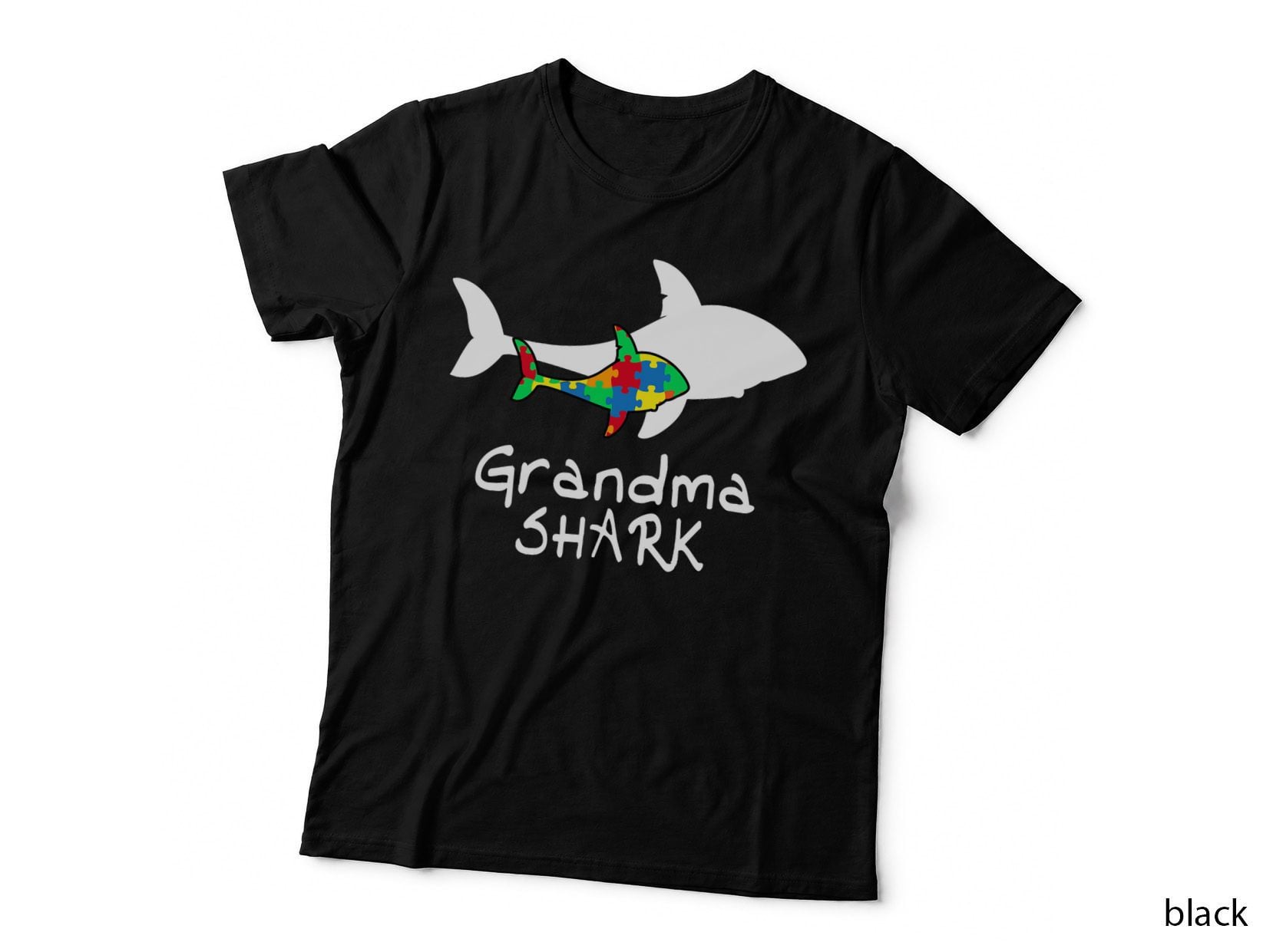Grandma Shark Puzzle Piece Cool Autism Awareness Gift T-Shirt