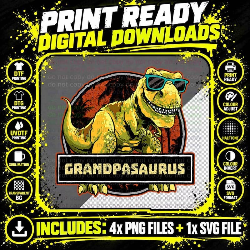 Grandpasaurus T Shirt T Rex Grandpa Saurus Dinosaur Png SVG Digital Bundle