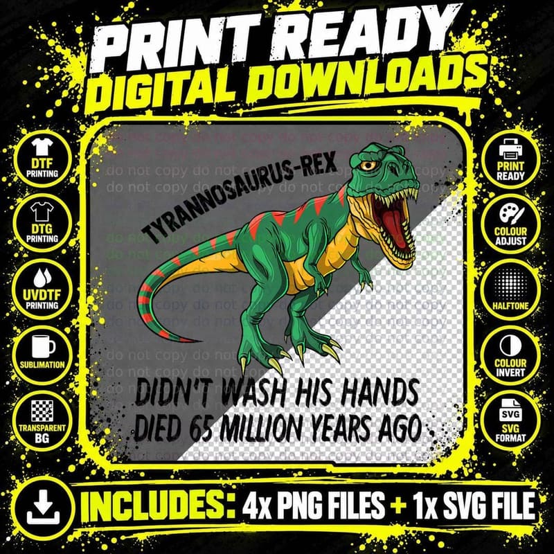 Hand Washing Parent Shirt T-Rex Handwashing Dinosaur Png SVG Digital Bundle