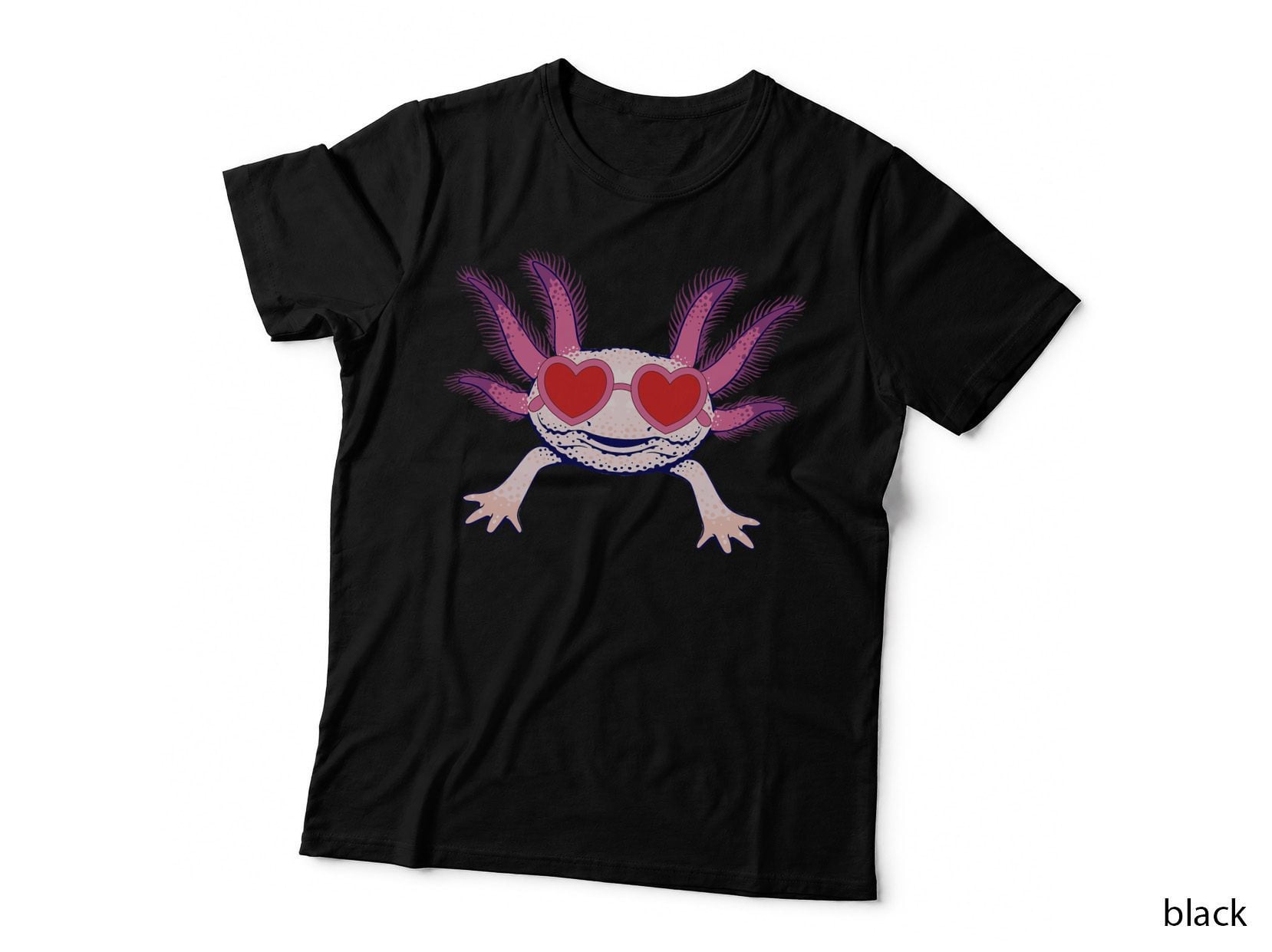Heart Glasses Cute Axolotl Valentines Day Animal T-Shirt