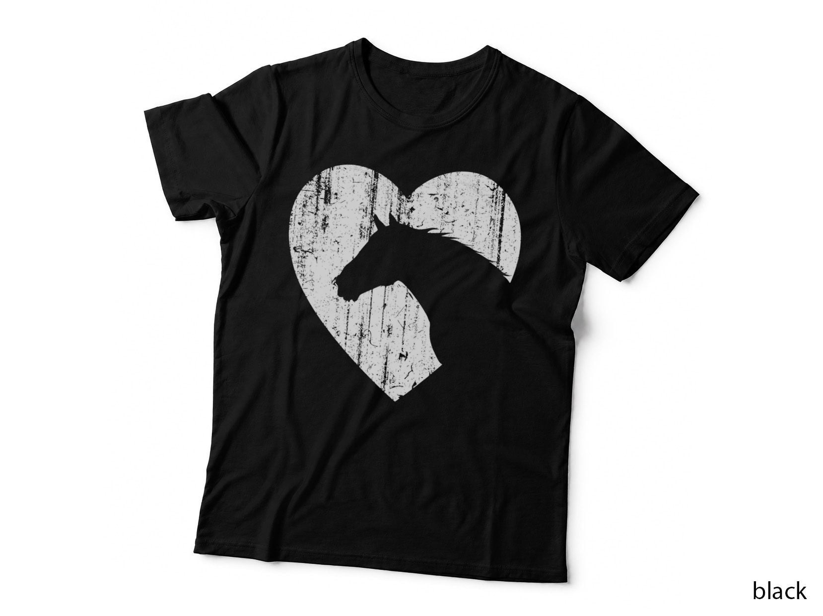 Horse Heart Silhouette for Cowgirl Equestrian Graphic Print T-Shirt