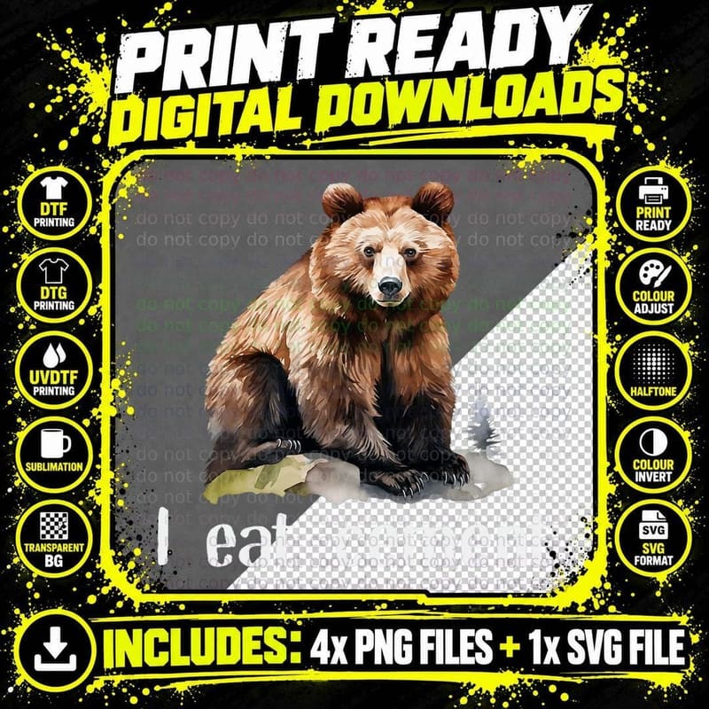 I Eat Cement Cursed Bear Funny Dark Meme T-Shirt Png SVG Digital Bundle