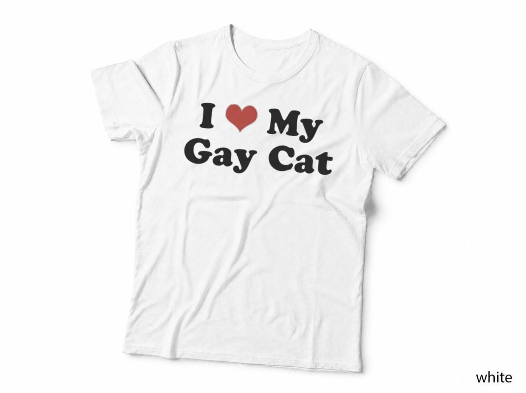 I Love My Gay Cat Heart Funny LGBT Pet Pride Proud Parent T-Shirt