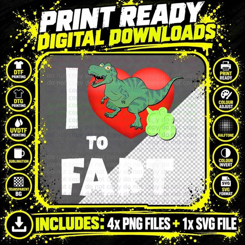 I Love to Fart Youth Funny Farting Gifts Cute Adult Png SVG Digital Bundle