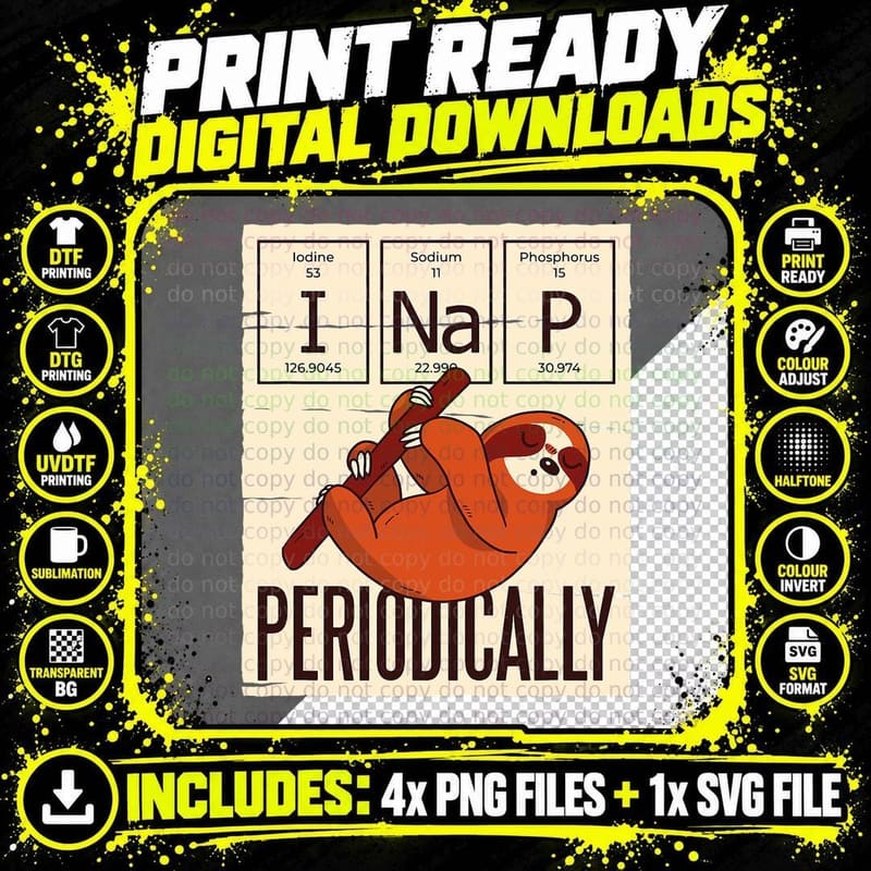 I NAP Periodically Chemistry School University Funny Png SVG Digital Bundle