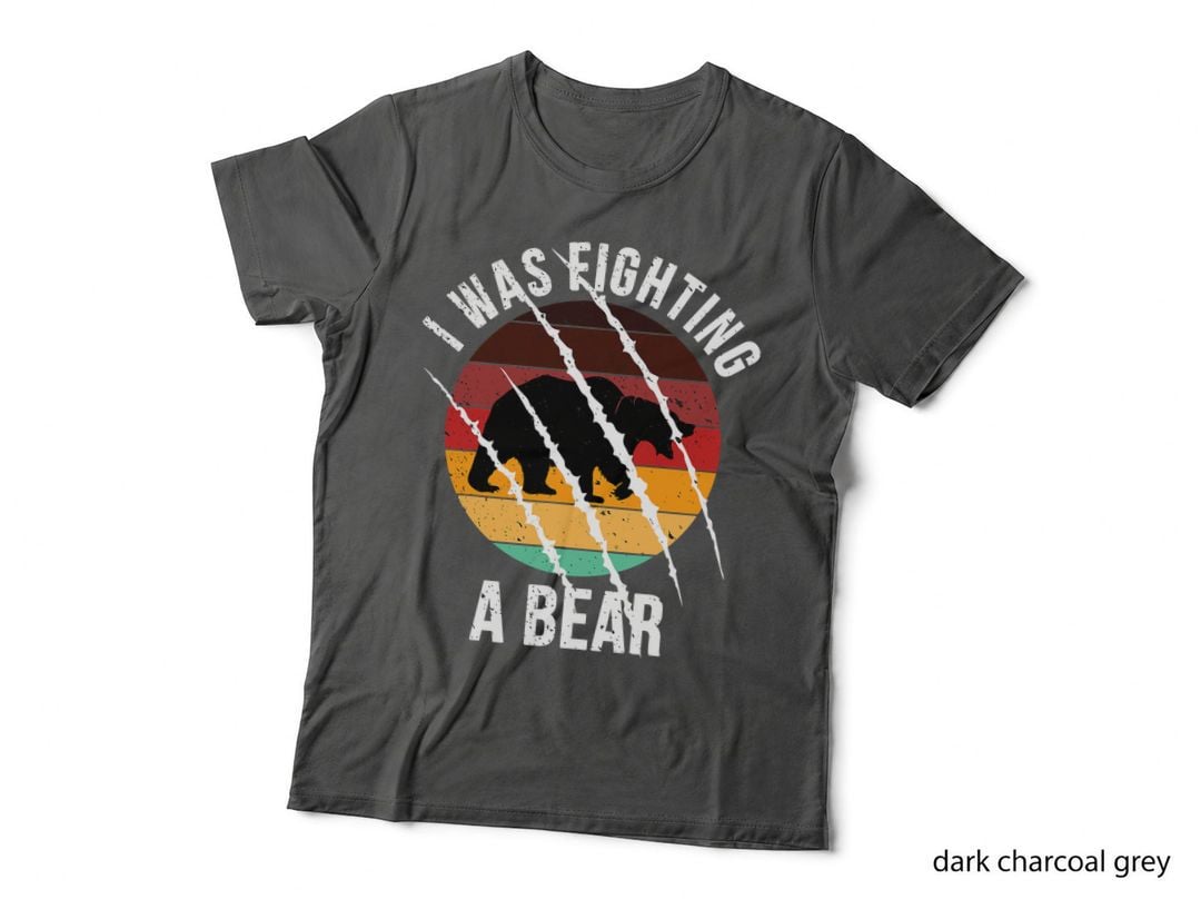 I Was Fighting a Bear Scratches Funny Injury Recovery Retro T-Shirt
