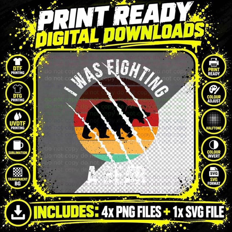 I Was Fighting a Bear Scratches Funny Injury Recovery Png SVG Digital Bundle