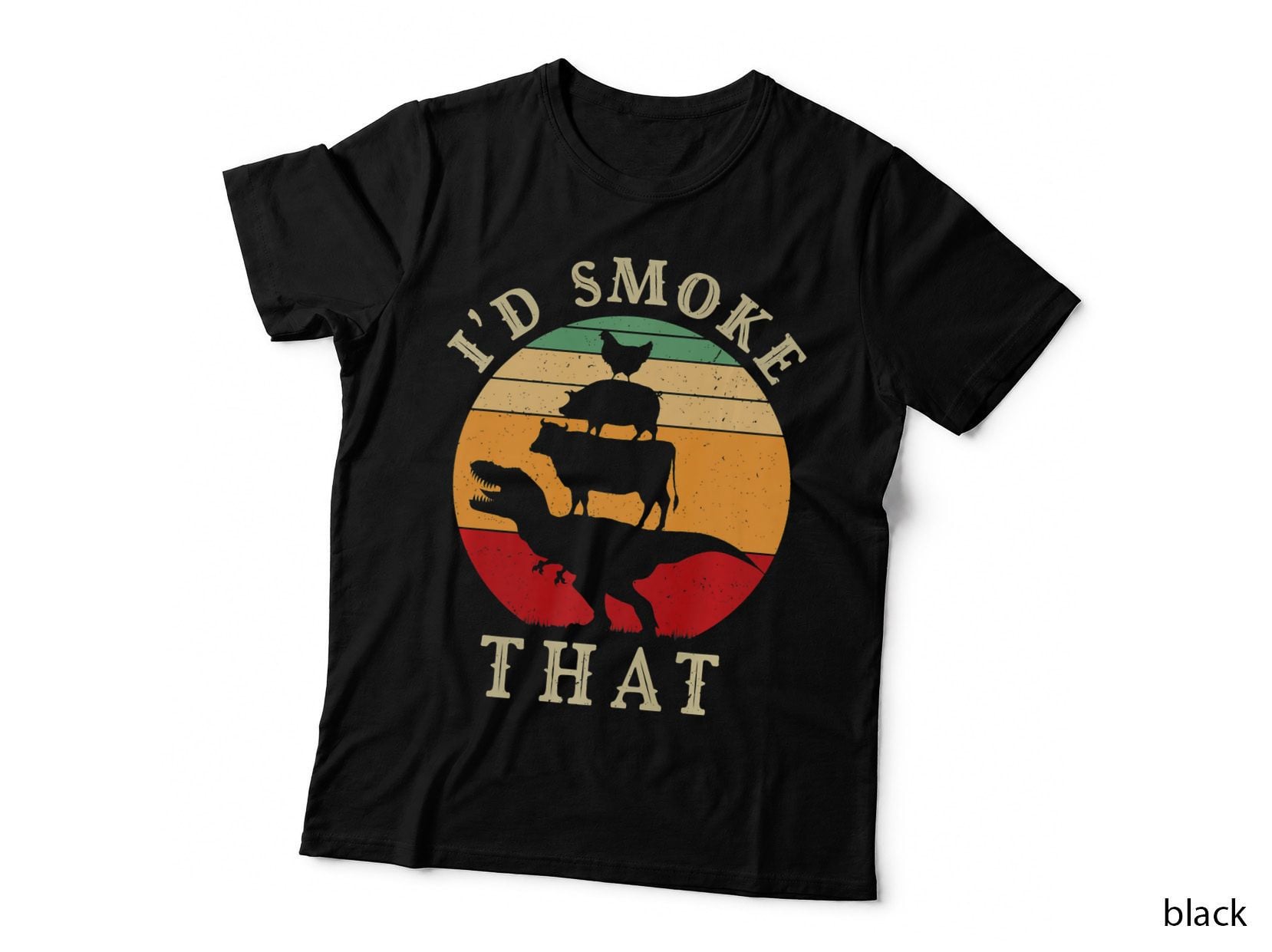 I'd Smoke That Funny BBQ Vintage Meat Smoker Grill Dinosaur, Dad Kids T-Shirt