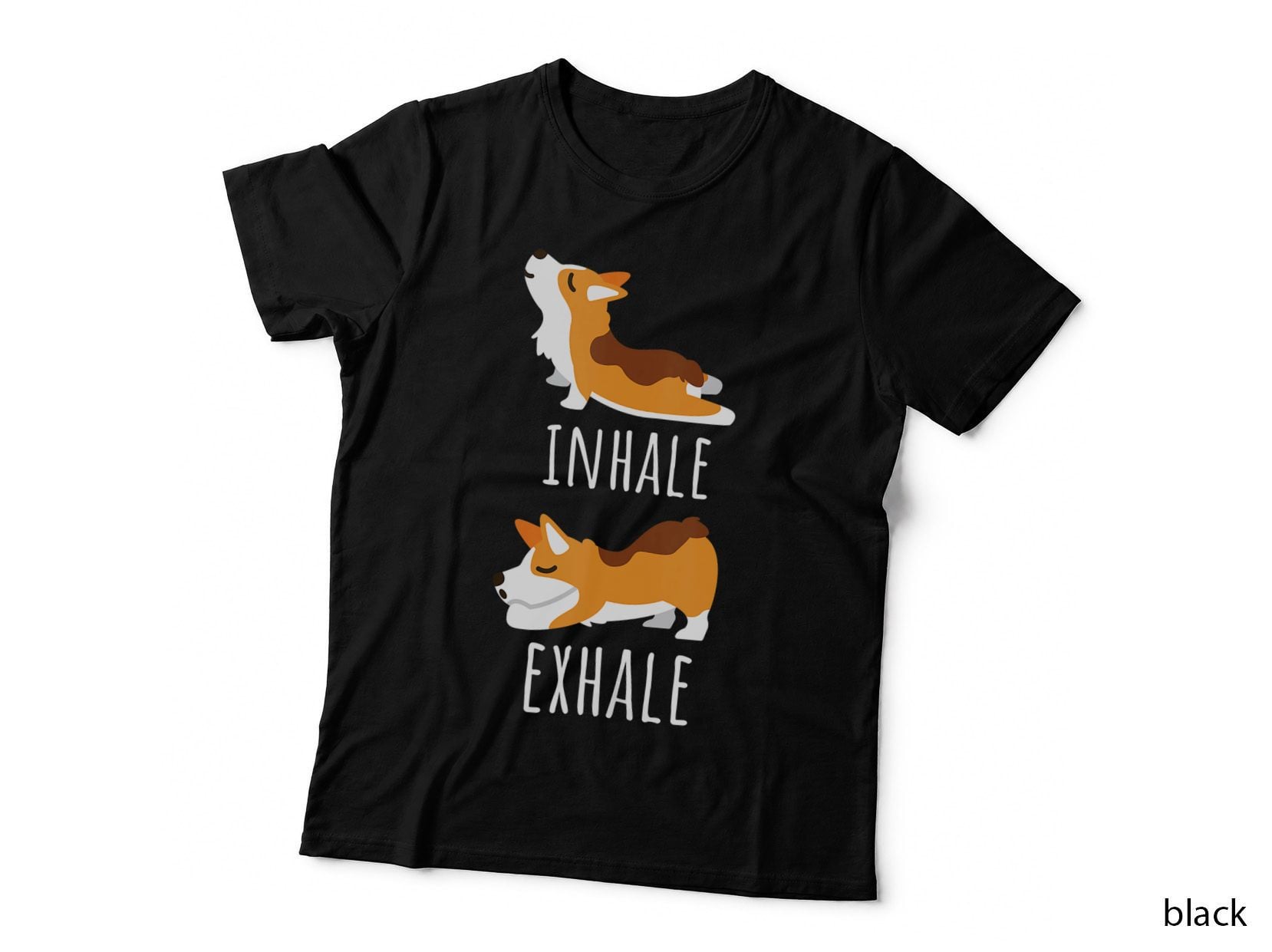 Inhale Exhale Corgi Yoga Meditation Workout Dog Mom Gift, Funny Men T-Shirt