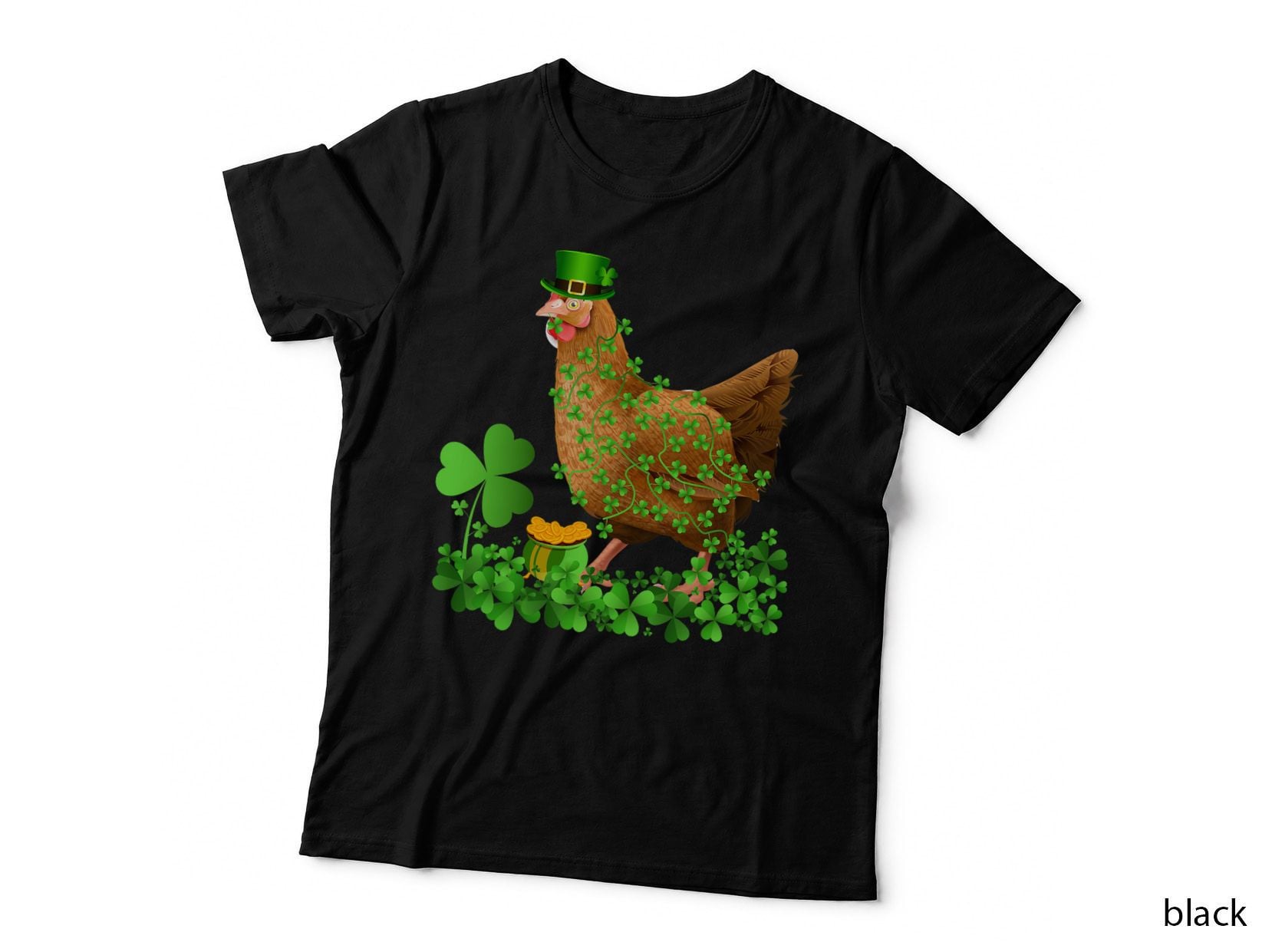 Irish Shamrock Leaf Leprechaun Hat Chicken St. Patrick's Day T-Shirt