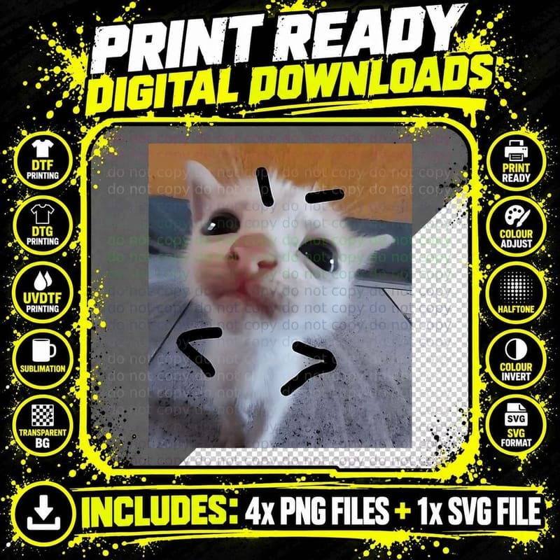 Judgy Kitty Funny Cat Lover Angry Kitten Meme Cute Png SVG Digital Bundle