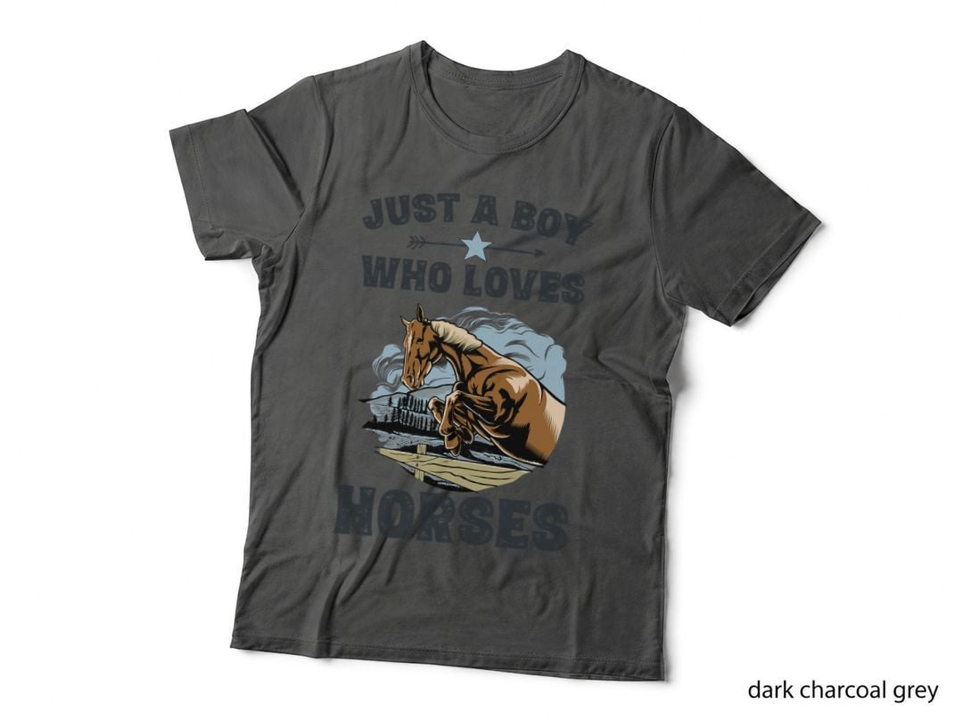 Just a Boy Who Loves Horses Shirt Horse Equestrian Boys T-Shirt