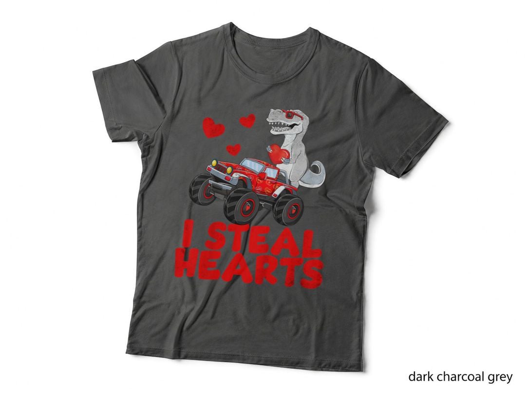 Kids I Steal Hearts Dinosaur Valentines Day for Baby Boys Toddler T-Shirt