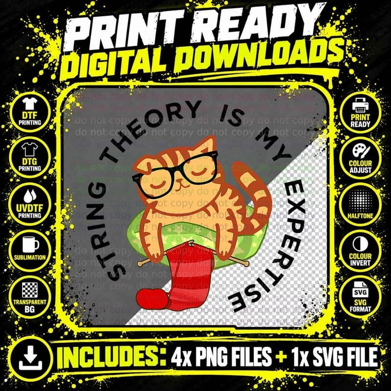 Kitty Cat Knitter Tee, Kitten Knitting Yarn Shirt Png SVG Digital Bundle