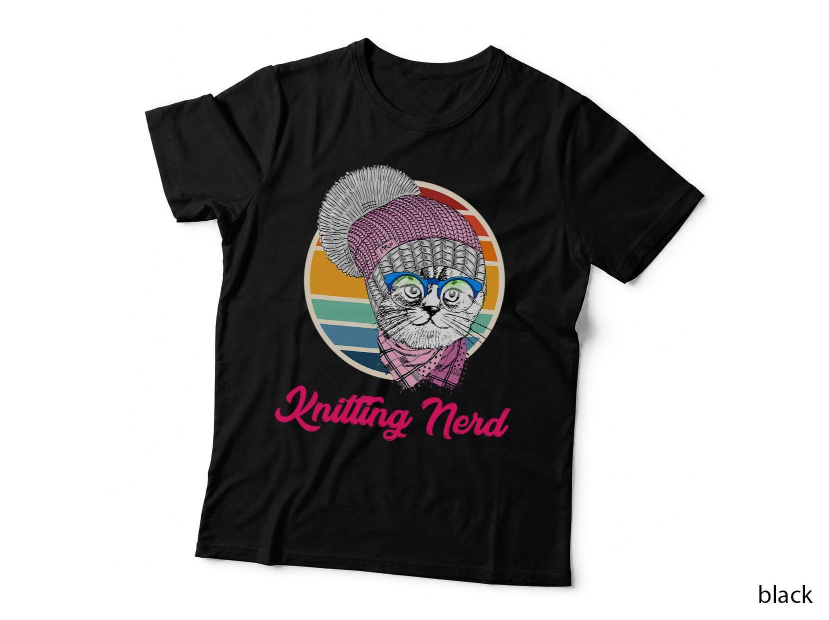 Knitting Nerd Cute Cat T-Shirt