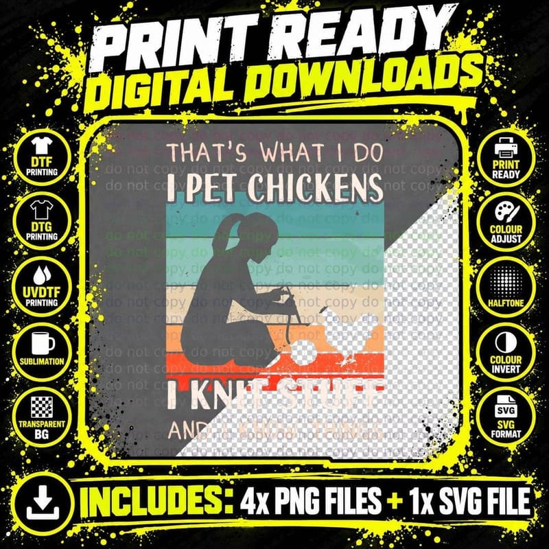 Knitting Outfit - Chicken Breeder Design Women Knitting Png SVG Digital Bundle