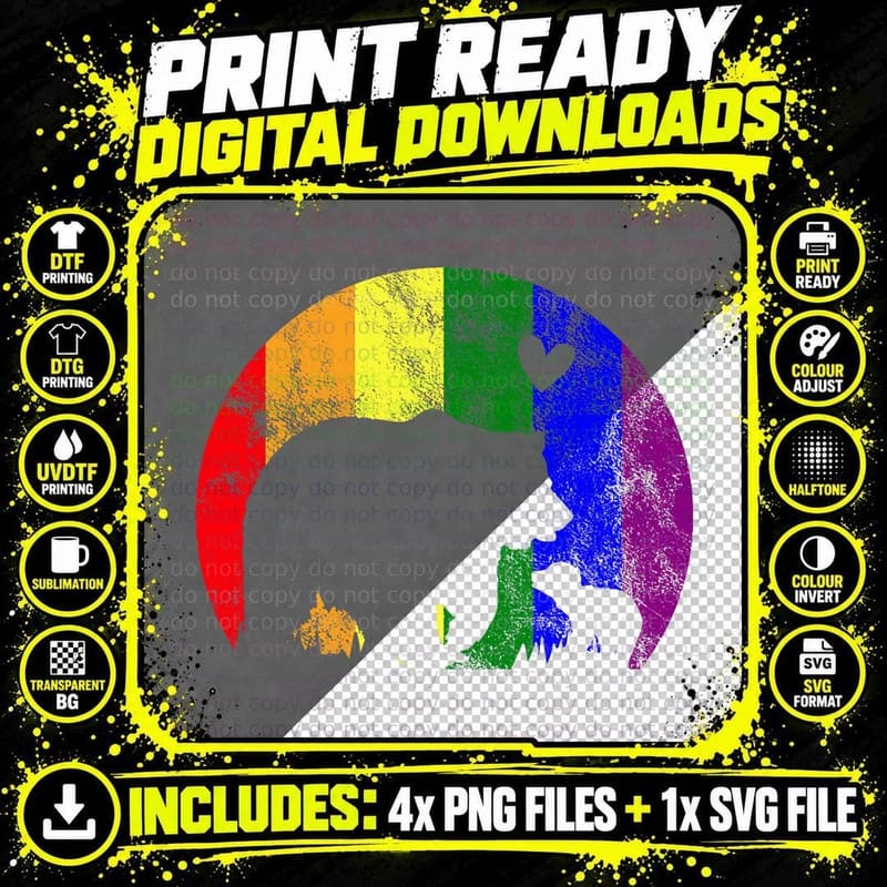 LGBT Mama Bear Gay Pride Rainbow Equality Support T-Shirt Png SVG Digital Bundle