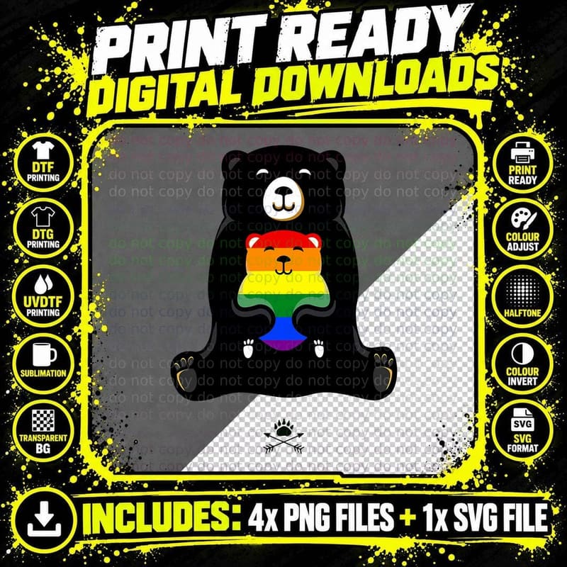 LGBT Mom Bear LGBT Mothers T-Shirt Png SVG Digital Bundle