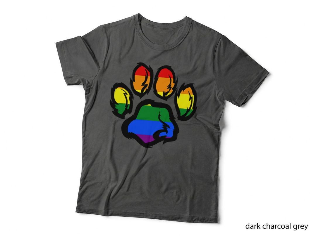 LGBT Pride Rainbow Furry Paw Fursuit Dog Paw Print LGBTQ T-Shirt