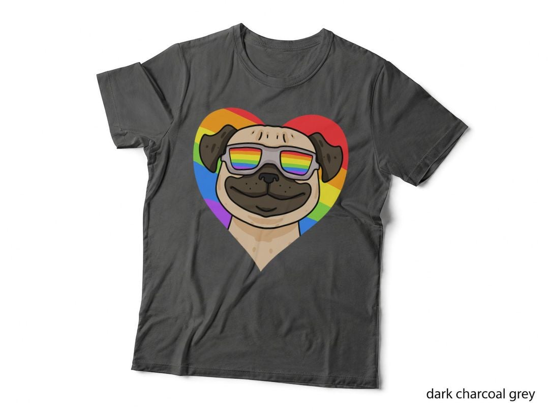LGBT Rainbow - Pug Dog - Gay Pride - LGBT Heart Animal T-Shirt