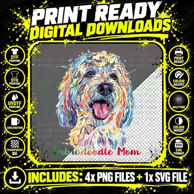 Labradoodle Mom Labradoodle Dog Lovers Mothers Day Gifts Png SVG Digital Bundle