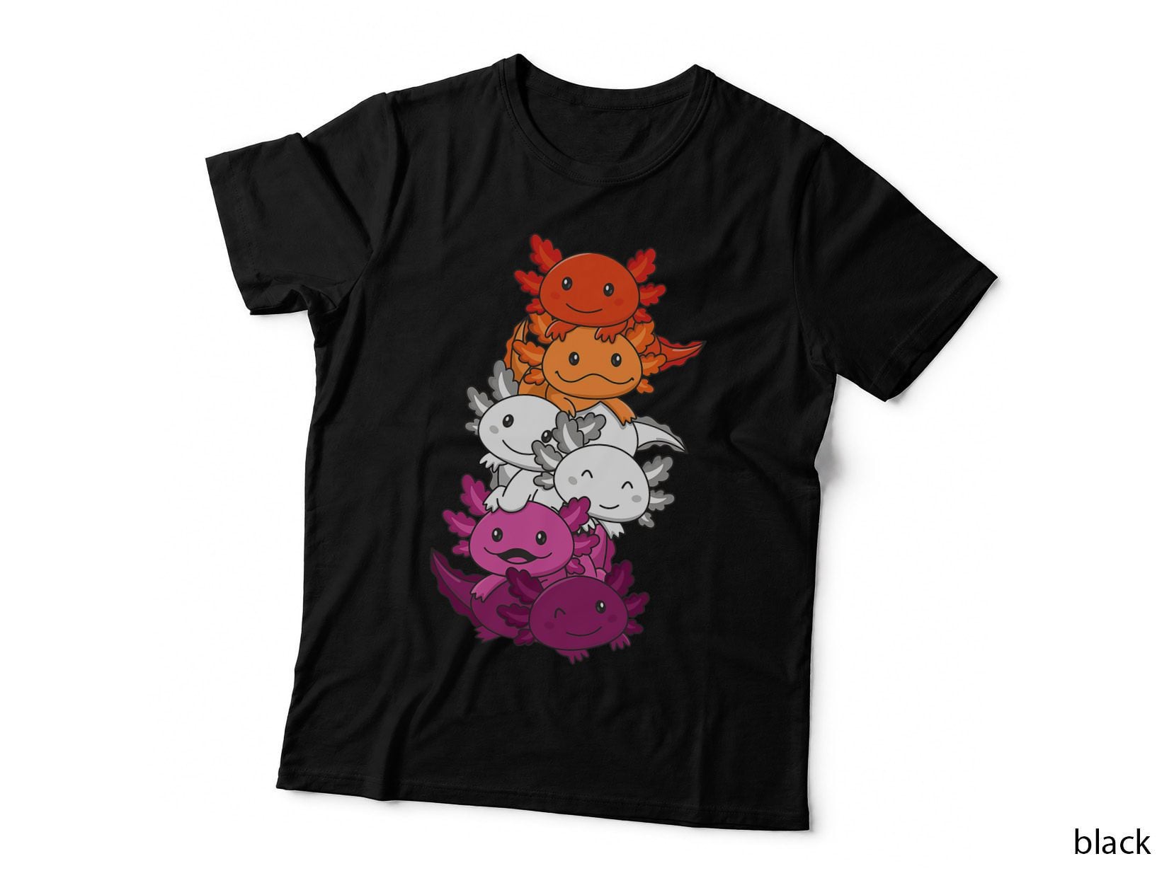Lesbian Flag Gay Pride LGBTQ Axolotl T-Shirt