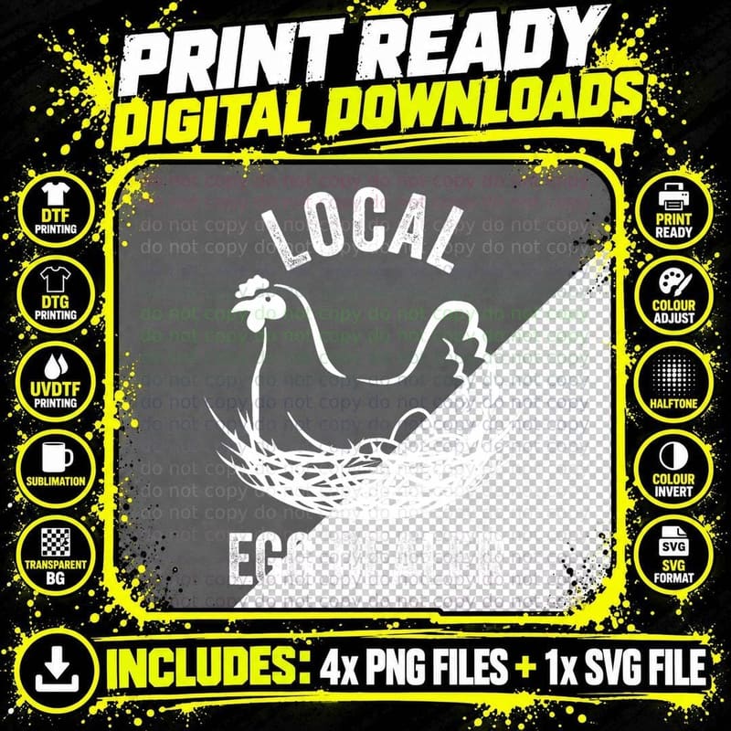 Local Egg Dealer Funny Bleached Chicken Lover Farm Png SVG Digital Bundle