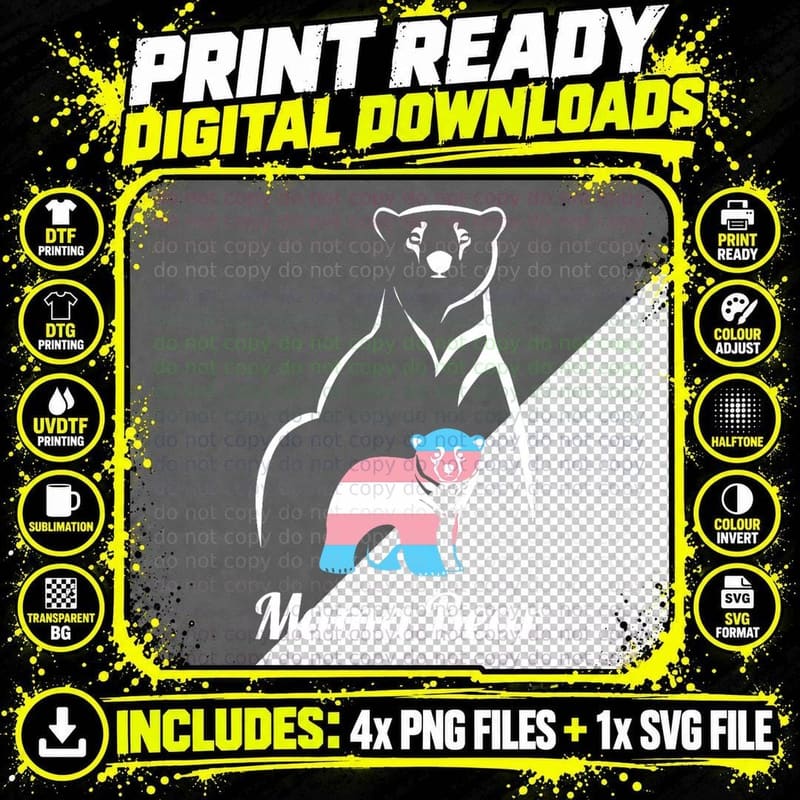 Mama Bear LGBTQ Trans Child Transgender Trans Pride Png SVG Digital Bundle
