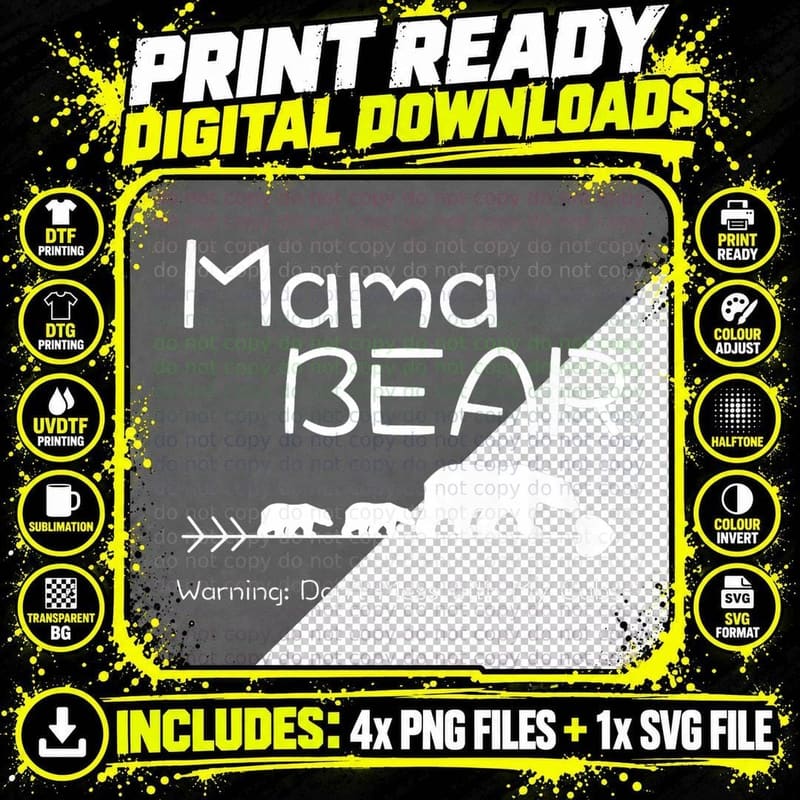 Mama Bear Shirt -Warning Don't Mess with My Cubs T-Shirt Png SVG Digital Bundle