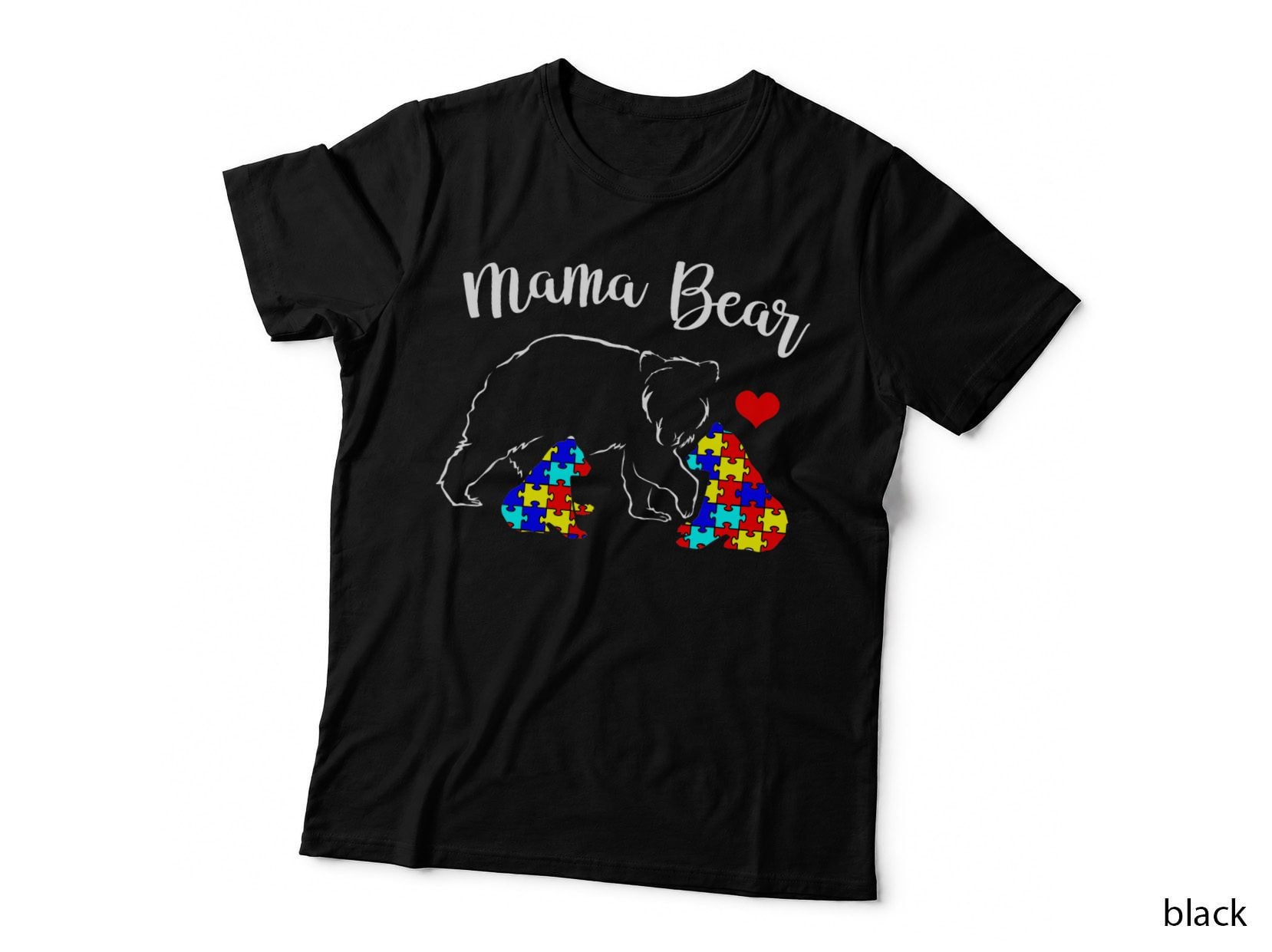 Mama Bear and Her Child Love Autism Awareness T-Shirt