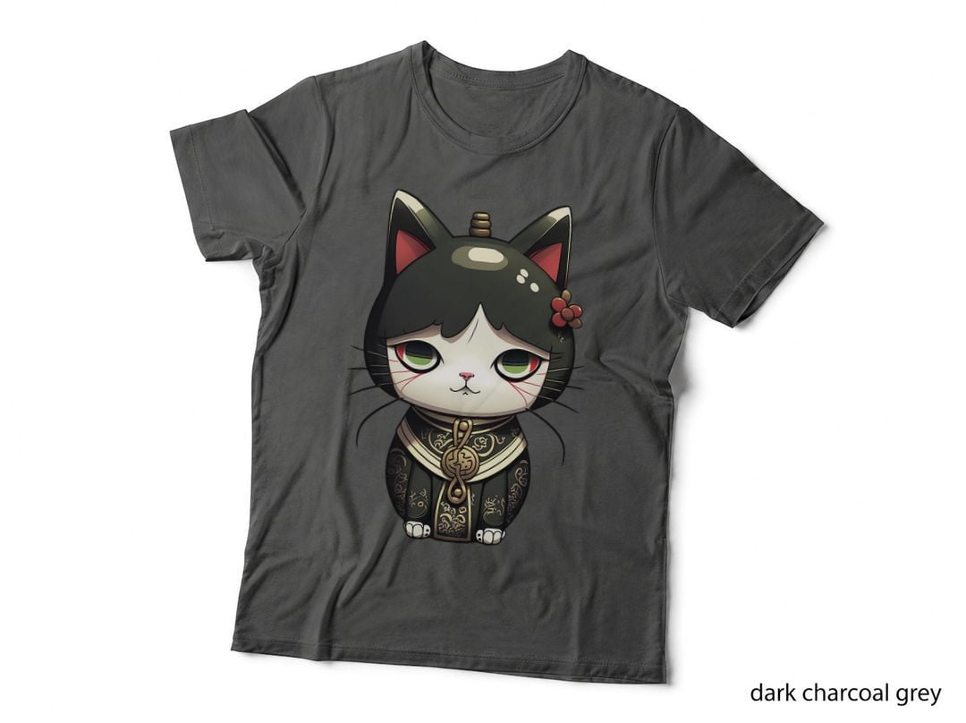 Maneki Neko - Goth Style Lucky Cat, Japanese Inspired Fun T-Shirt