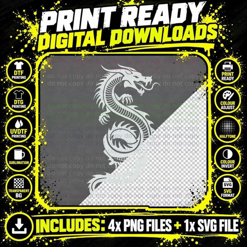 Martial Arts Red Chinese Firedrake T-Shirt Dragon Print Png SVG Digital Bundle