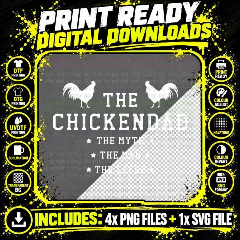 Mens Chicken Dad Farming Rooster Hen Poultry Business Png SVG Digital Bundle
