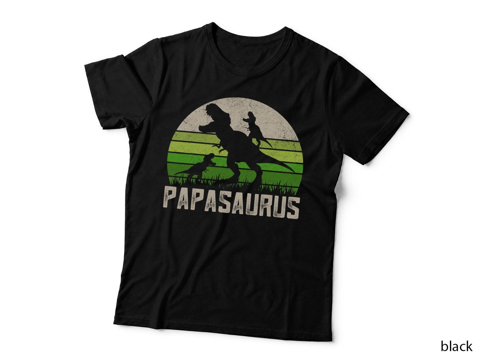 Mens Funny Grandpa Shirts, Papasaurus Dinosaur 2 Kids Fathers Day T-Shirt