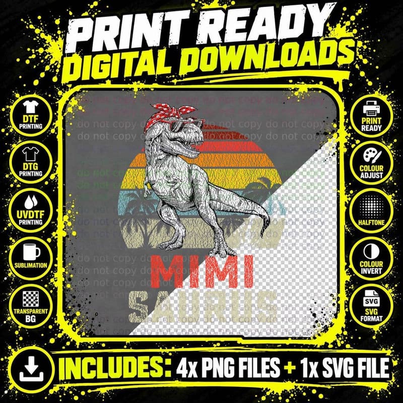 Mimisaurus T Rex Dinosaur Mimi Saurus Family Matching Png SVG Digital Bundle