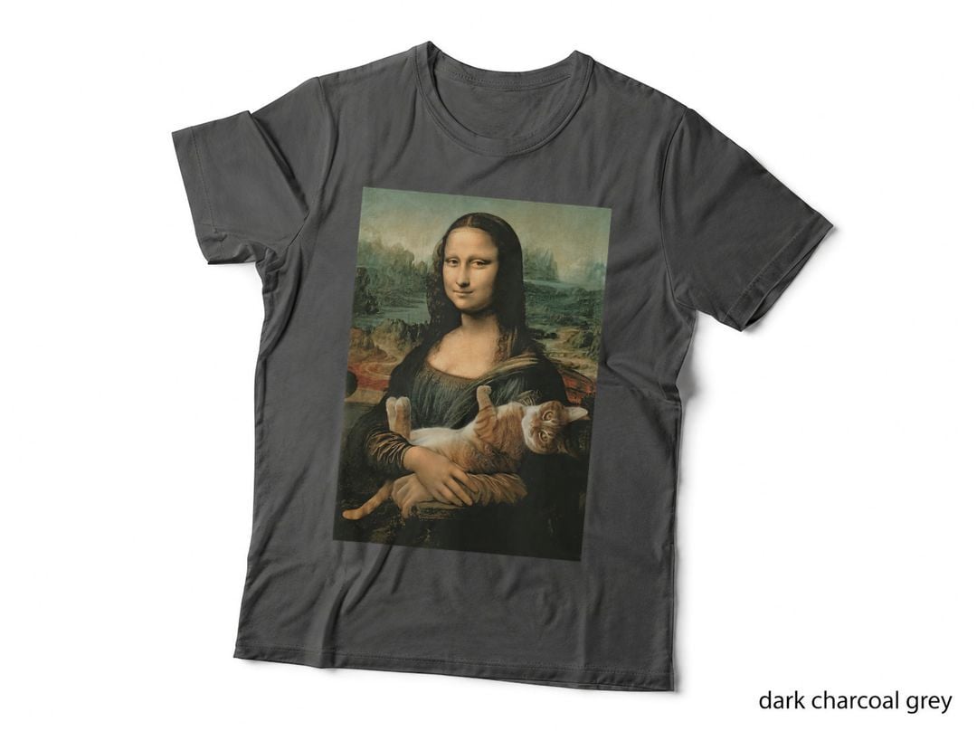 Mona Lisa with Orange Cat Funny Art Painting, Vintage Retro Pride T-Shirt