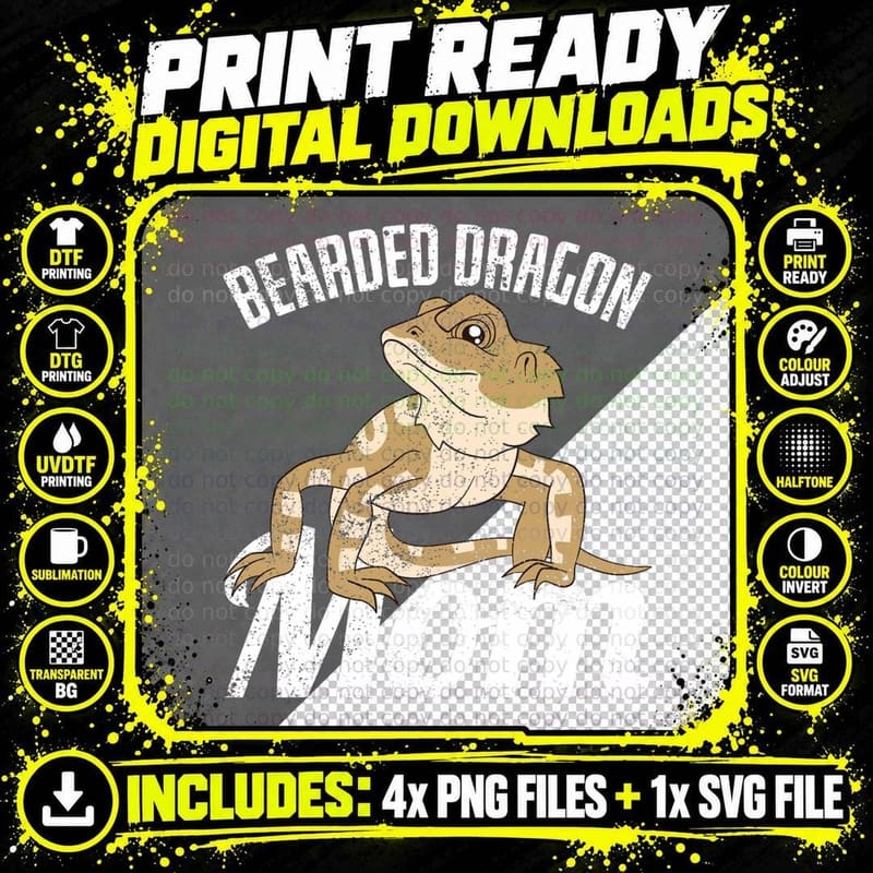 Mothers Day Lizard Reptile Lover Pet Mom Bearded Dragon Png SVG Digital Bundle