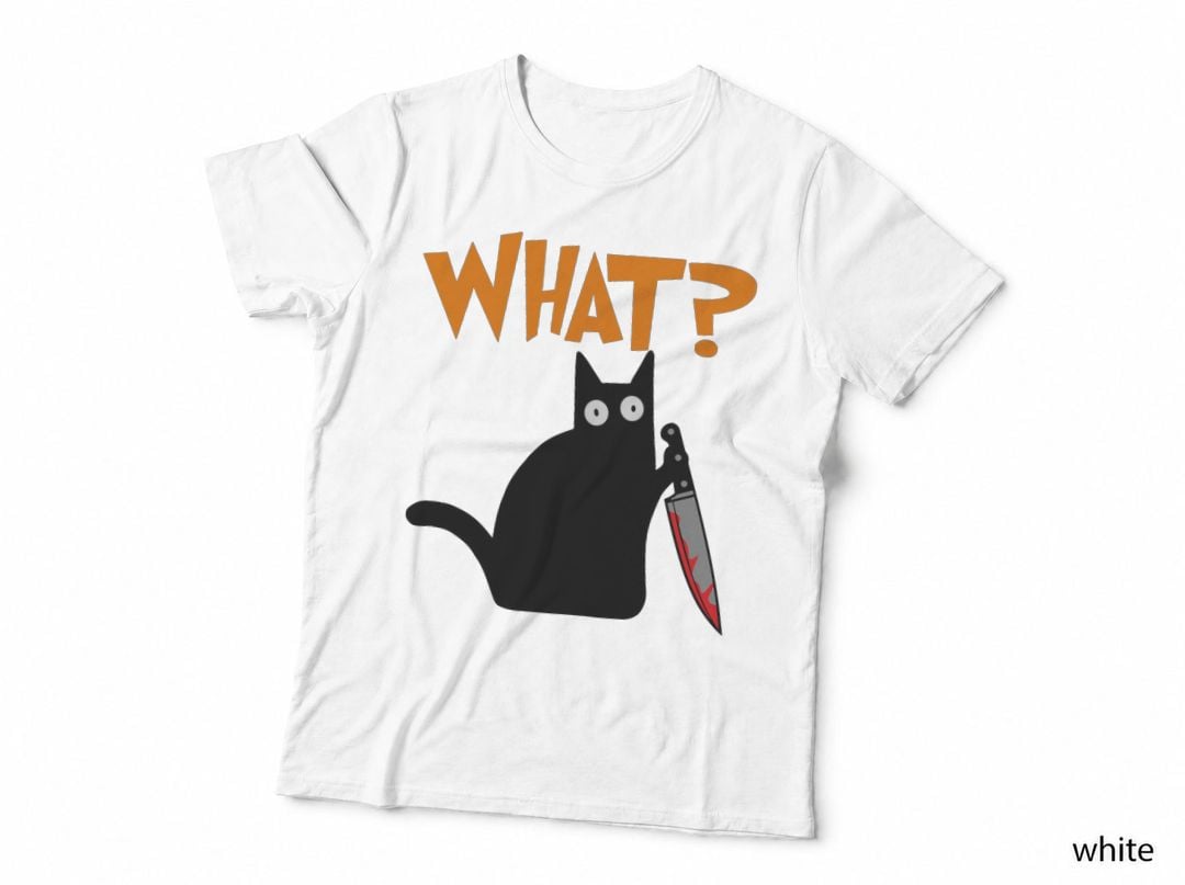 Murderous Cat with Bloody Knife Murderous Black Cat Meme T-Shirt
