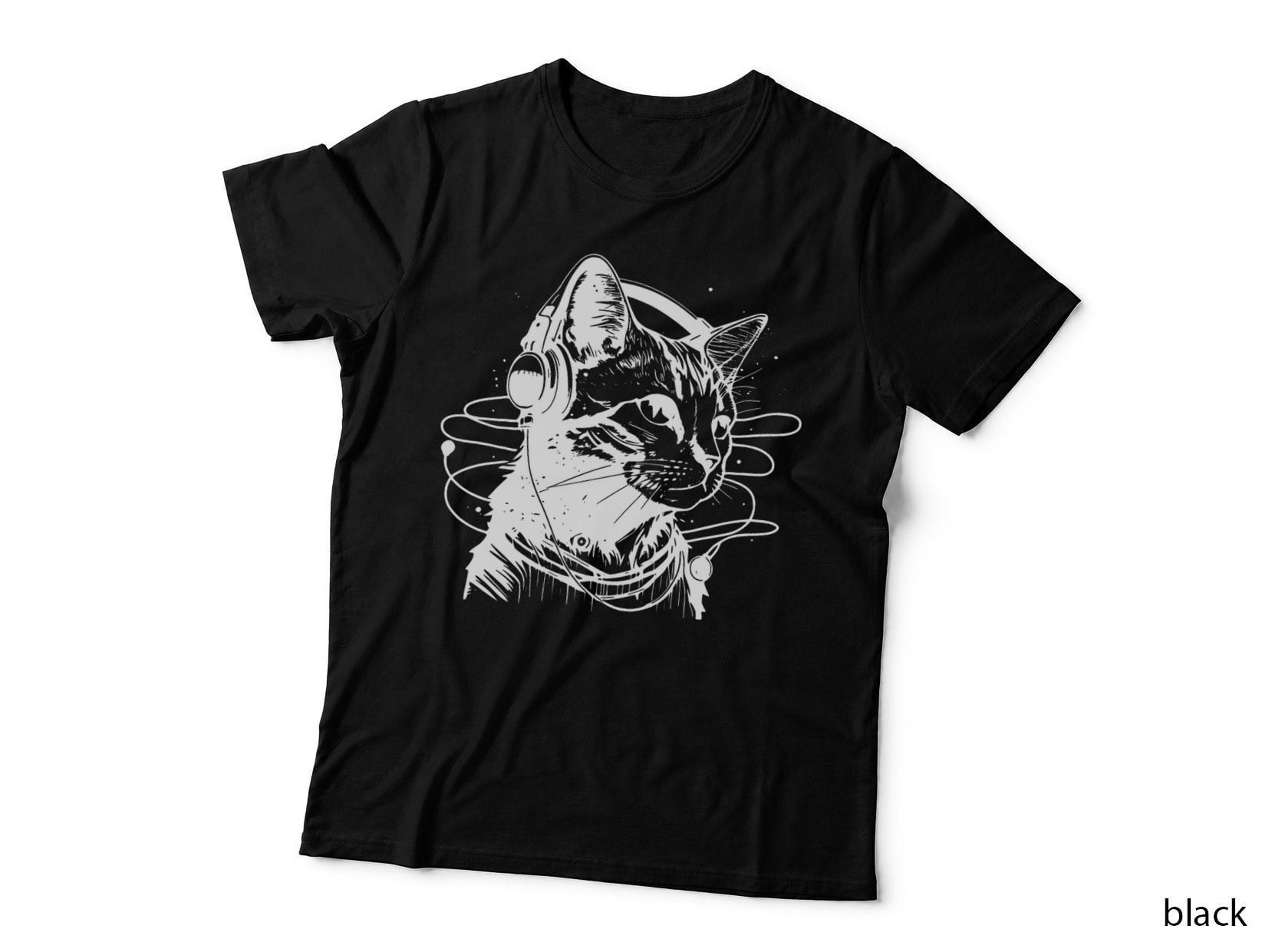 Music Lover Producer DJ Gifts Funny Cat in Headphones T-Shirt